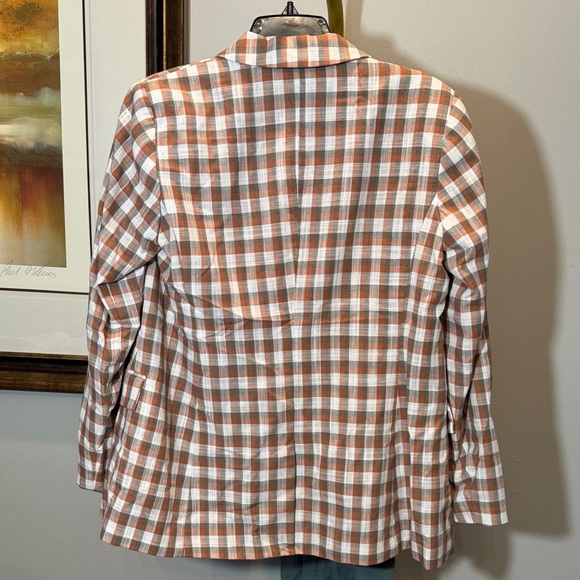 Nine West Plaid Blazer in Orange and Cream with Teal shorts set M - Picture 9 of 16